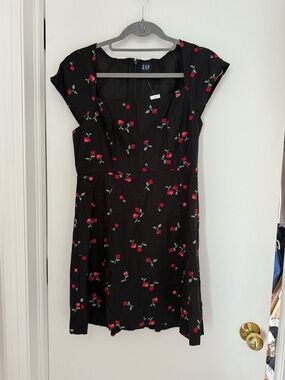 GAP Black Dress with Red Cherry Print